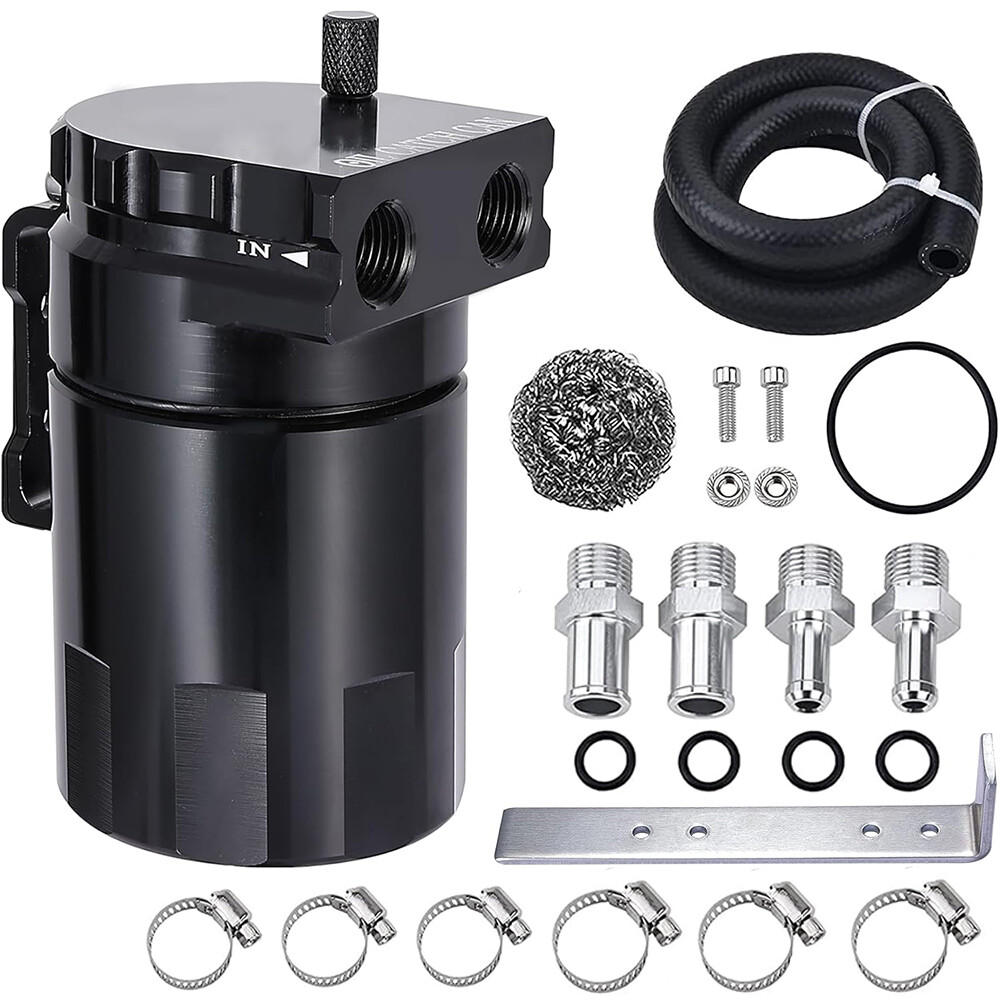 Universal Oil Catch Can Kit Reservoir Baffled Tank Aluminum Car Truck 300ml