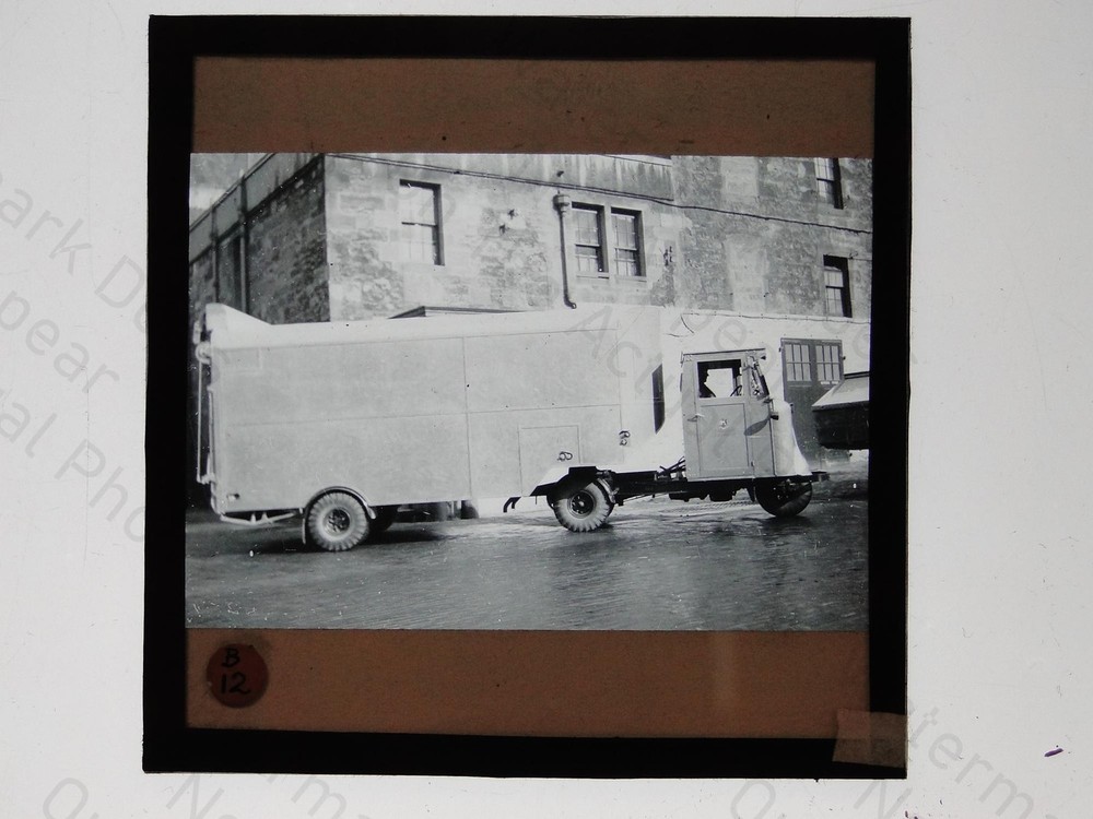 Edinburgh Rubbish Collection 3 Wheel Lorry Cab Magic Lantern Slide c1930s