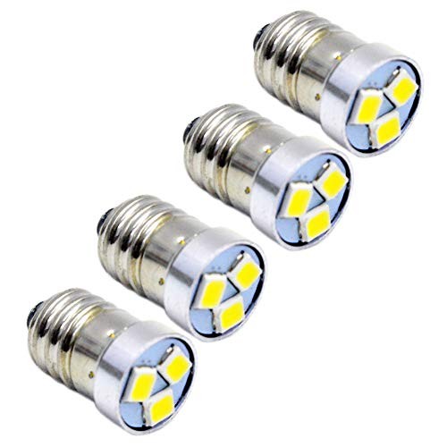 4pcs E10 LED Bulb 3030 3SMD White LED Replacement Bulb Upgrade for 6V