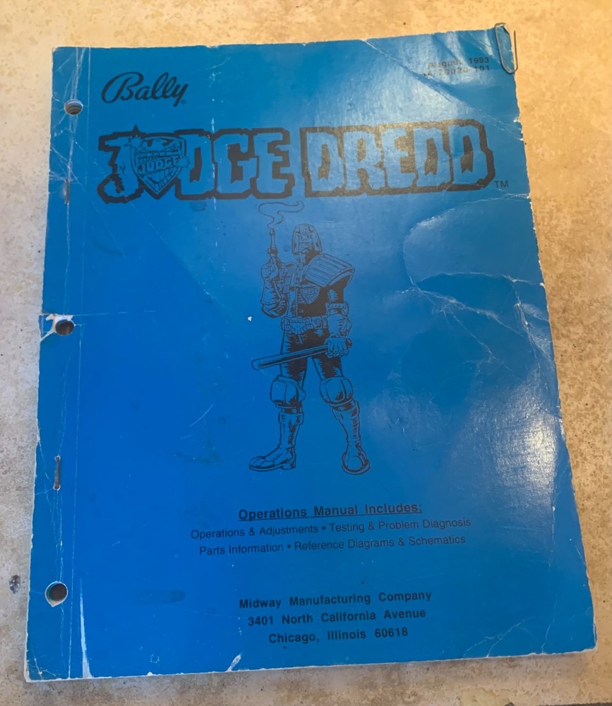 ORIGINAL - Judge Dredd Pinball Machine Manual
