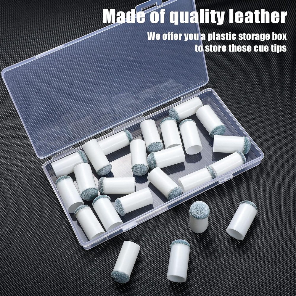 24 Pcs Slip-On Pool Cue Tips Replacement Kit - No Glue, Easy Fast-Fix Solution