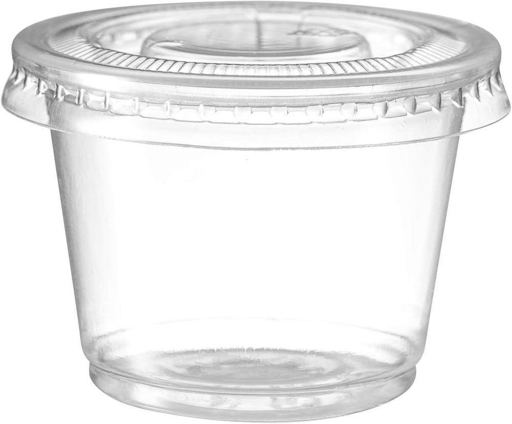 Portion Cups with Lids 1 Ounce, 200 Pack Disposable Plastic Cups for Meal Prep