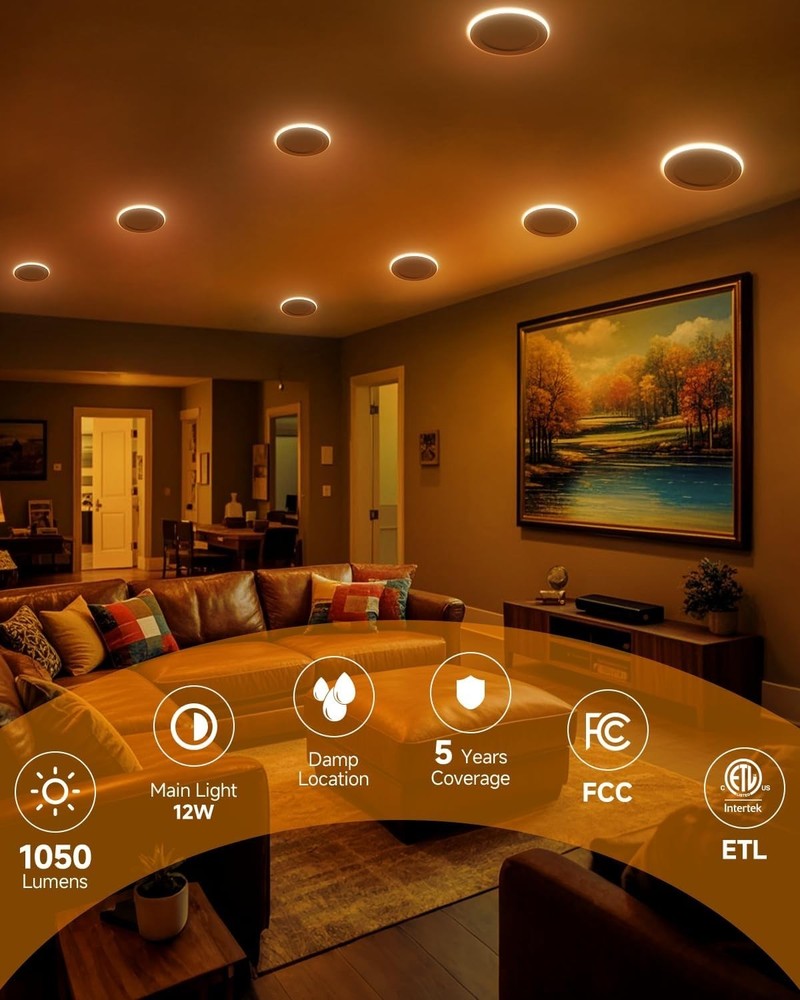 Ensenior 24 Pack 6 Inch LED Recessed Ceiling Light with Night Light, Dimmable...