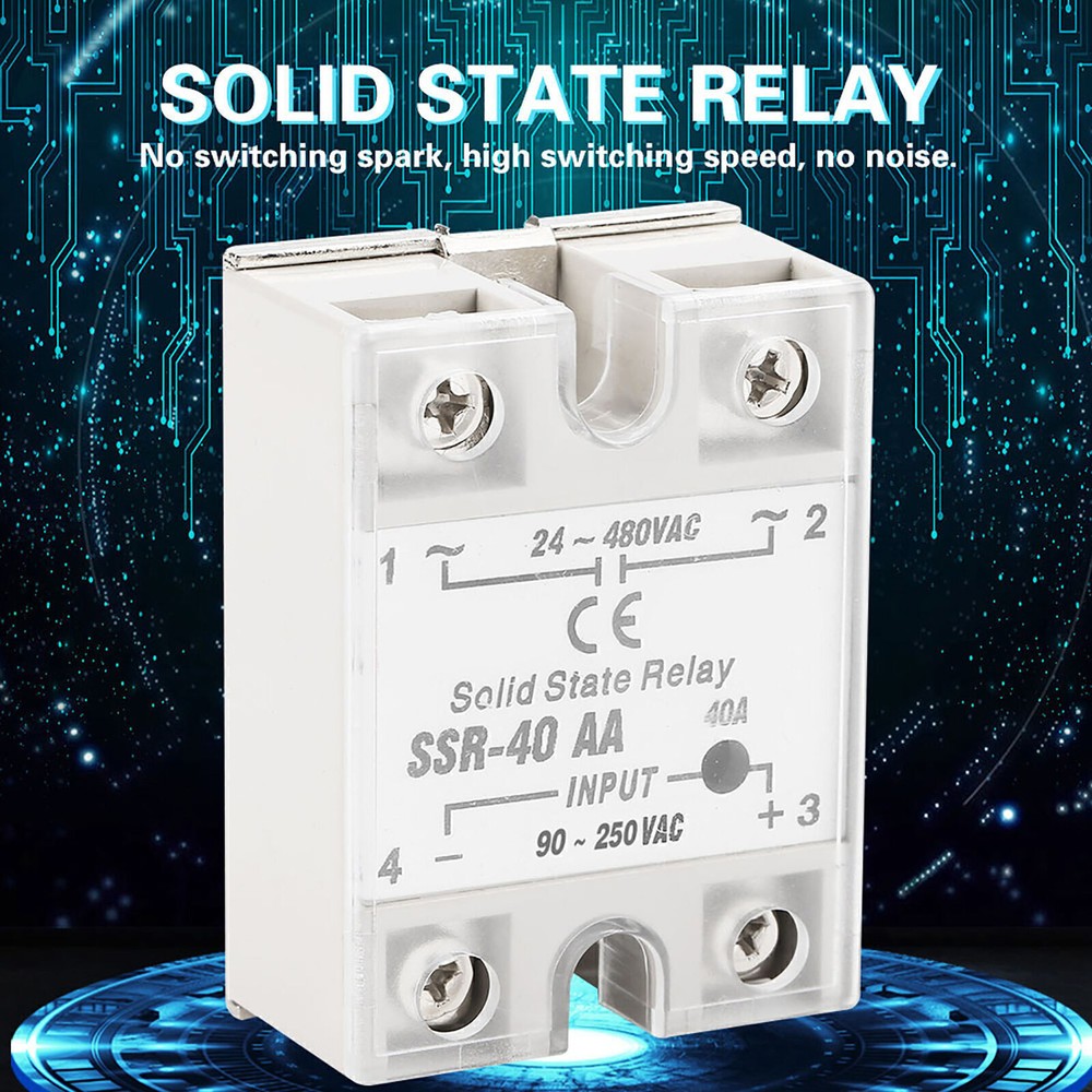 SSr  40AA 40A Solid State Relay Module AC-AC Input 90-250V AC Output 24-480V AC