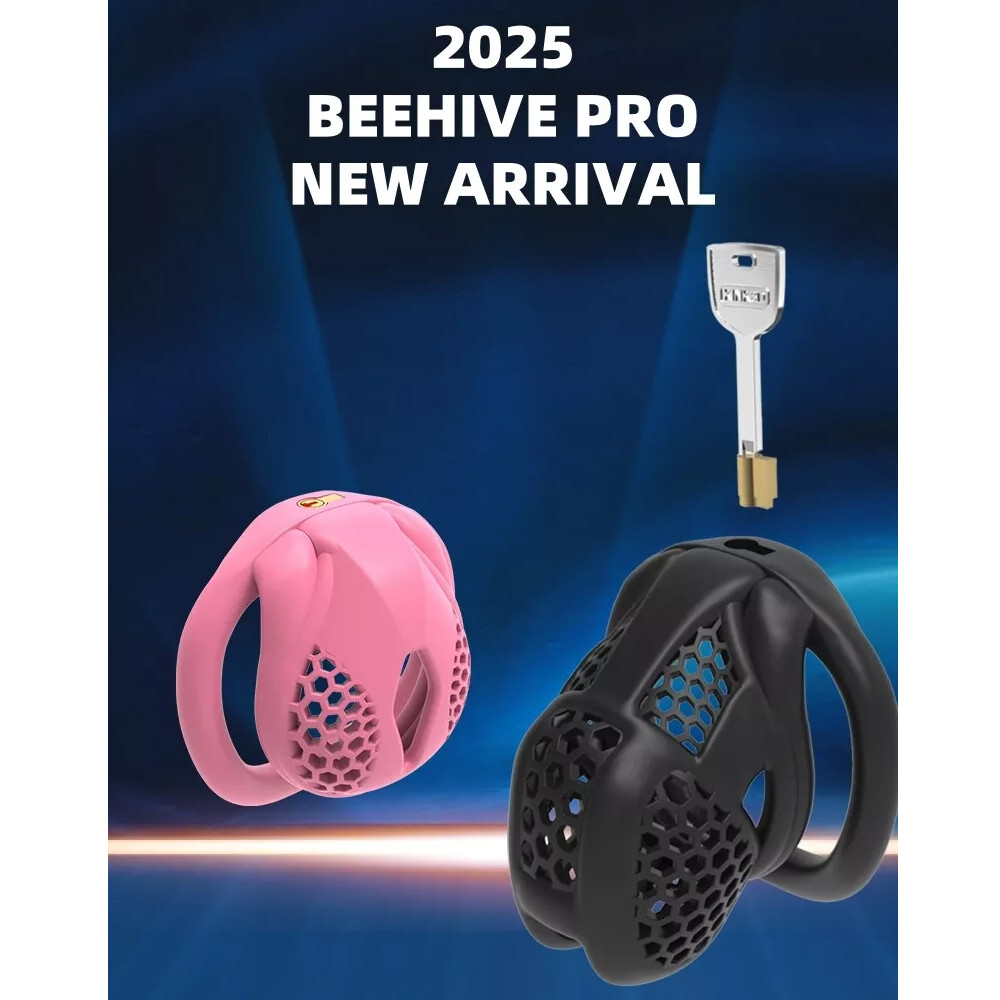 2025 Beehive Pro Breathable Cage Male Chastity Device Mini Lock 2Type Rings Man
