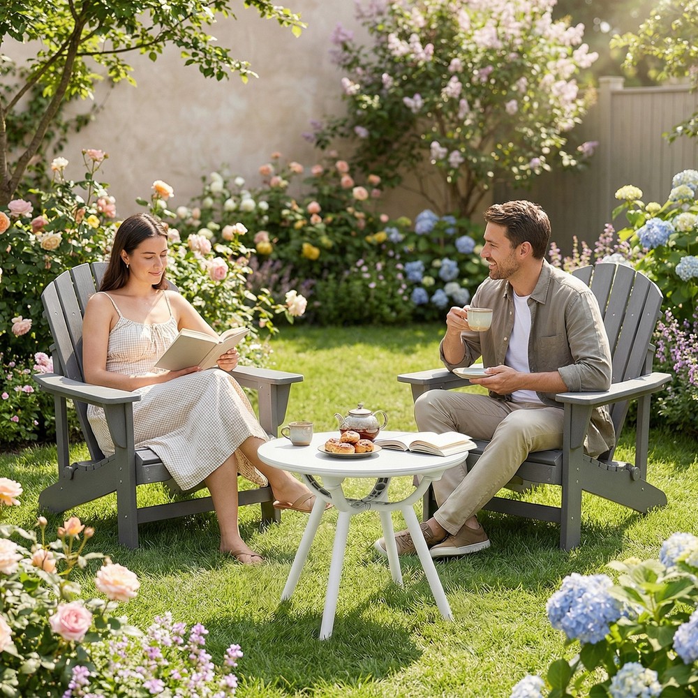 2PCS Outdoor Side Table 20” Round Storage Side Table Weather-Resistant End Table