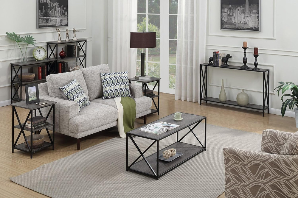 Tucson Coffee Table with Shelf, Weathered Gray