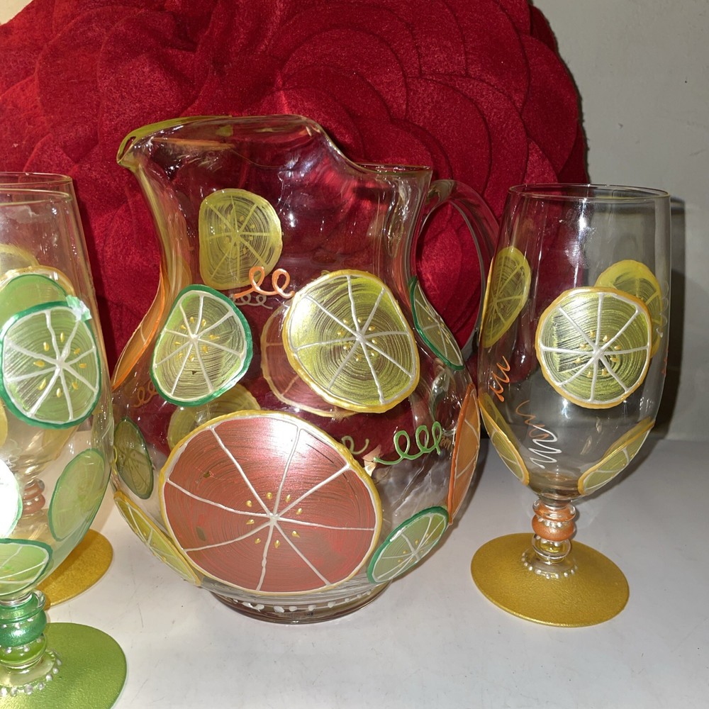 Smithereen Pitcher And 3 Glasses