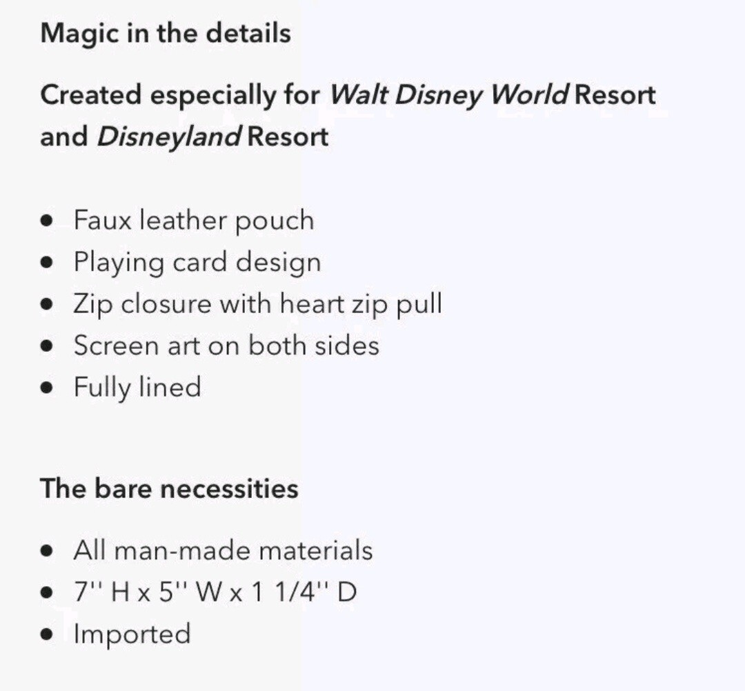 Disney Parks Alice in Wonderland Queen of Hearts Deck of Card Clutch *FLAW READ