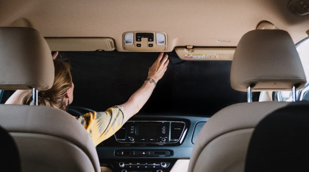 Kinder Fluff 2 Panel Windshield Sunshade-Certified- Blocks 99.87% UVR (Standard)