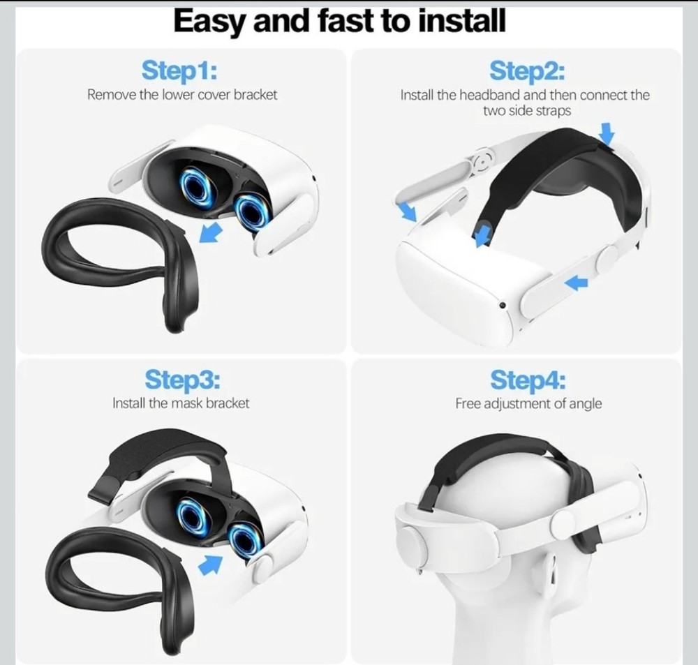 VZNEK Head Strap for Meta Quest 2 Accessories, Elite Strap Replacement, White