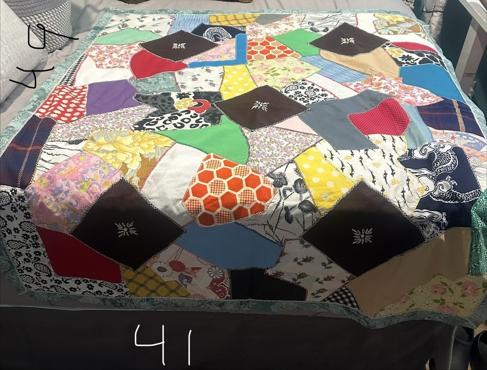 Homemade Patchwork Quilt Throw Blanket 41x40