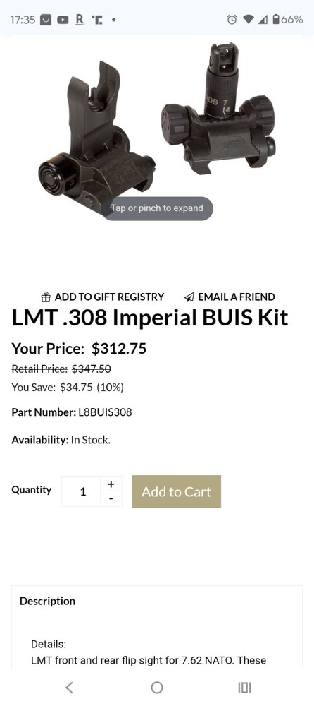 LMT iron sights L8BUIS308
