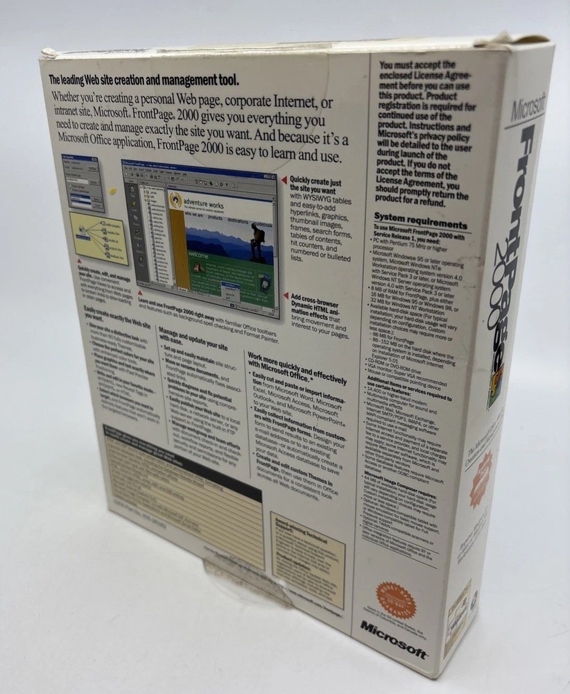 Microsoft FrontPage 2000 PC Windows Key- CIB- Complete In Box