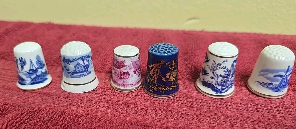 6 Vintage Thimbles