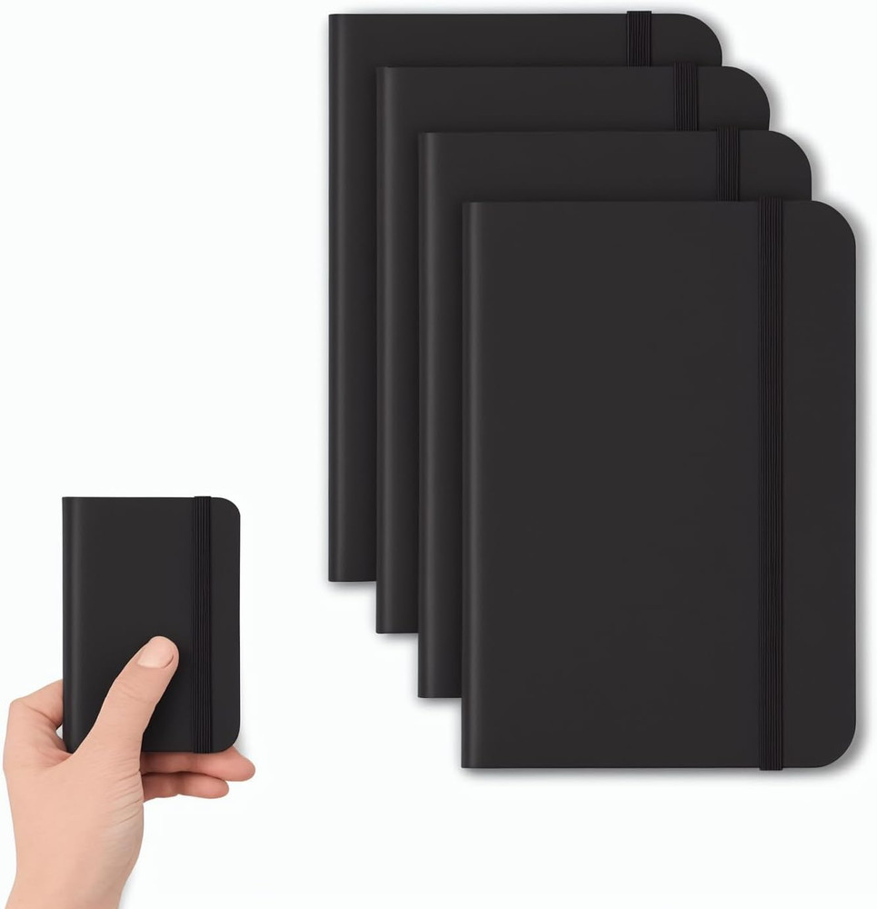 4 Pack Pocket Notebook Small Notebook, 3" X 4.4" Journal Notebook Hardcover with