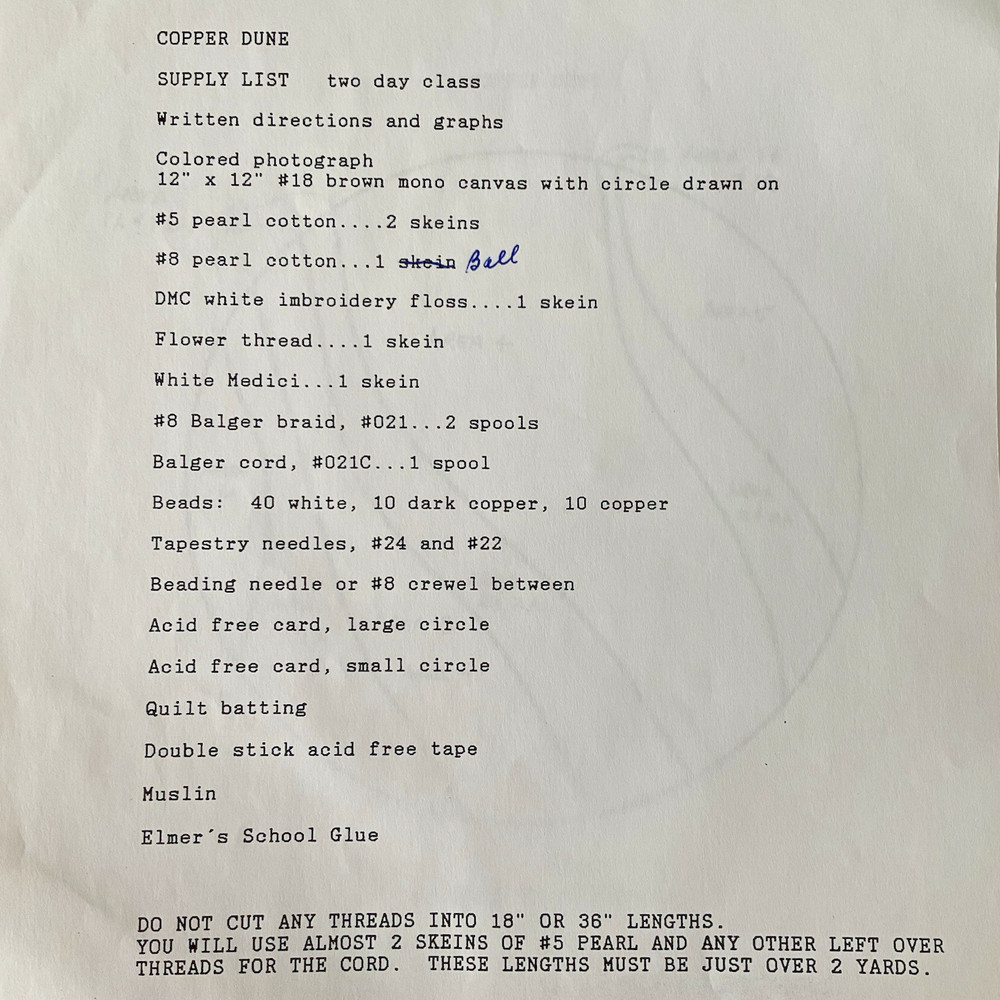 Mary Ellen Searcy Copper Dune Needlepoint Kit Chart Threads Includes Class Notes