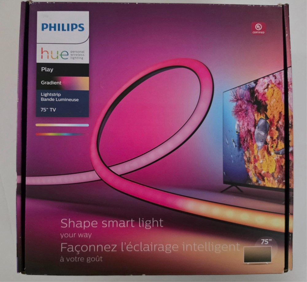 Philips Hue Play Sync Bundle (4K HDMI Box, 75" Gradient Lightstrip, Hue Bridge)