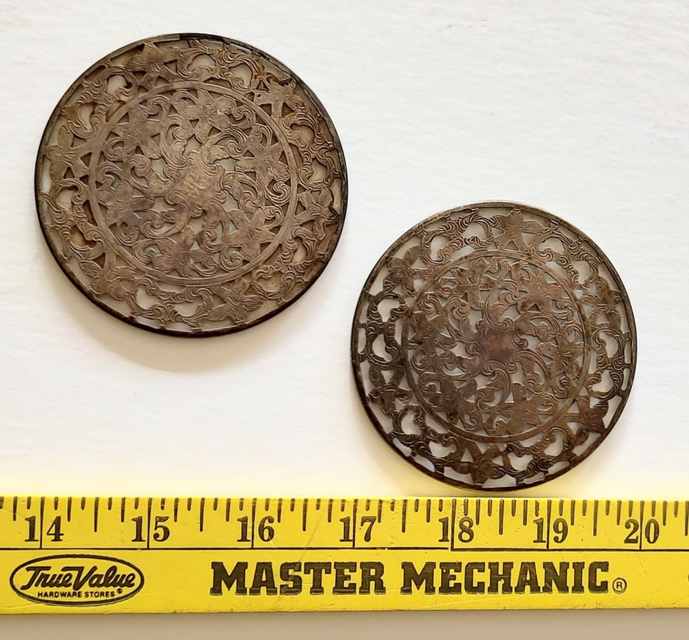 Vintage Webster EPCA Silver Plate and Glass Coasters
