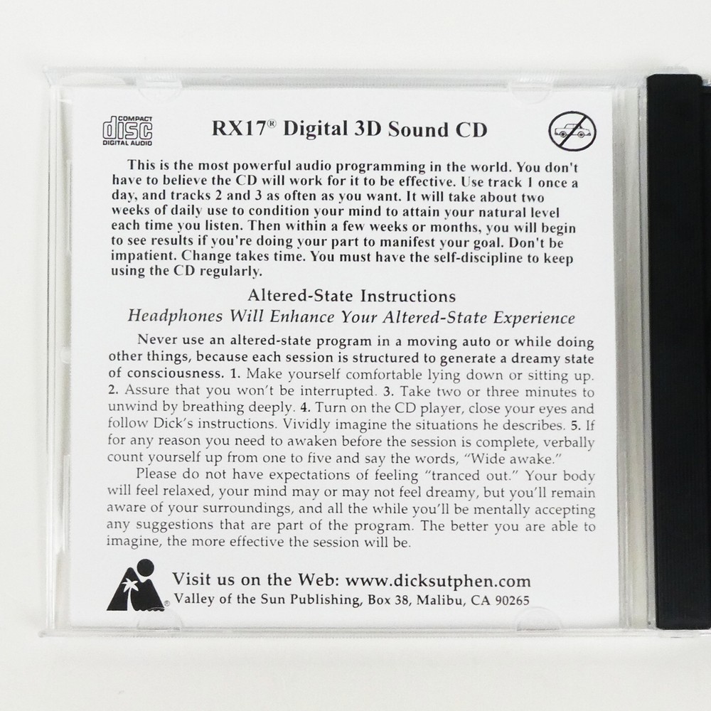 INCREASE CREATIVE ABILITY Self Hypnosis CD Dick Sutphen Guided Imagery intensify