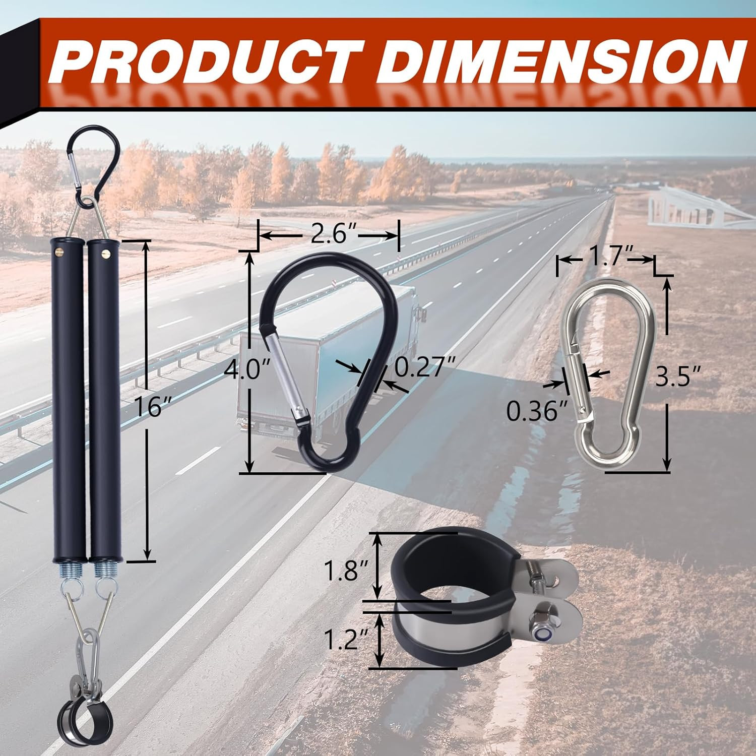 Heavy Duty 16" Tender Spring Kit 3-in-1 Air Line Holder for Semi Truck Trailer