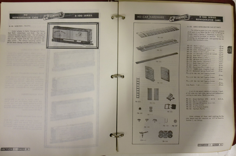 Roundhouse Model Die Casting 1956 Data Book Sheets & Binder