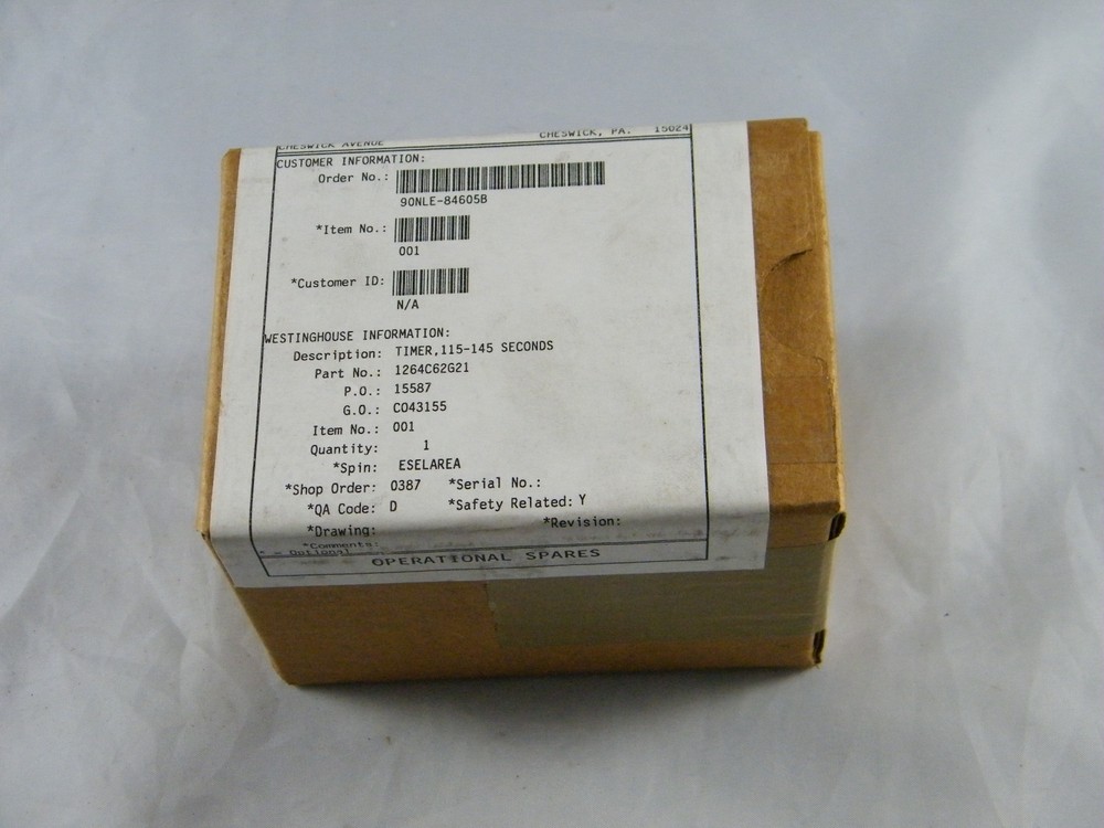 WESTINGHOUSE ~ SOLID-STATE INTERNAL TIMER 115 – 145 SECONDS PART 1264C62G21