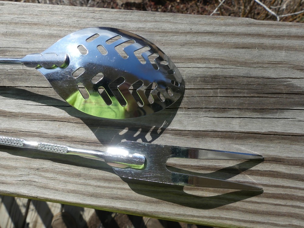 Vintage Slotted Spoon and Fork Pair Kitchen Tools