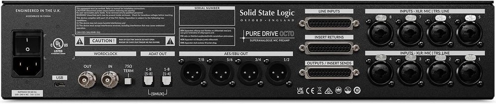 Solid State Logic Pure Drive Octo 8 Mic Pre's, Conversion, and USB Soundcard