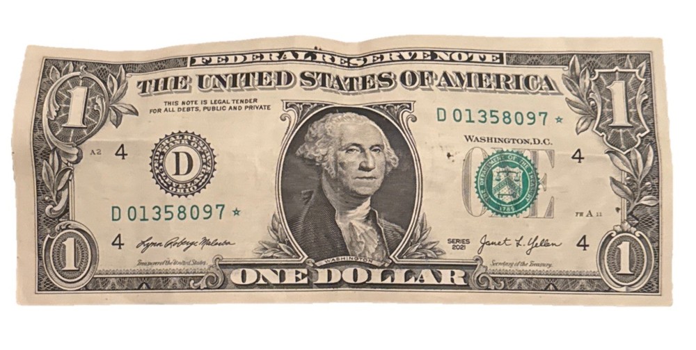 Billete D 1 Dólares Con Error
