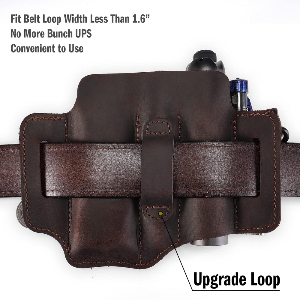 ST1 Leather Multitool Sheath - EDC Belt Organizer for Leatherman Tools, Flashlig