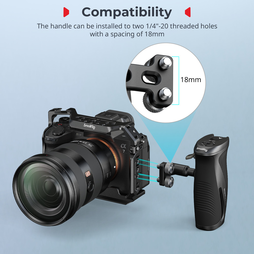 SmallRig Push-Button Rotating Side Handle with 1/4"-20 Screws 5194