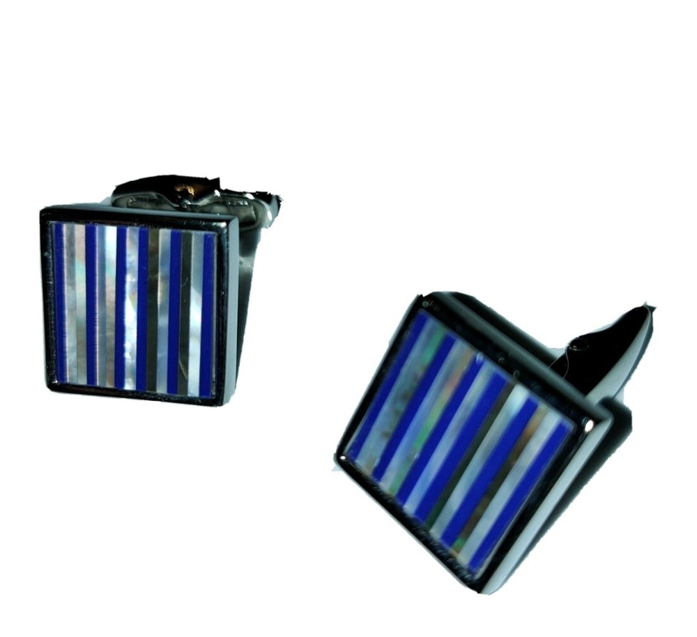Cufflinks Silver Blue Square Semi-Precious Stones M&S Gift Boxed