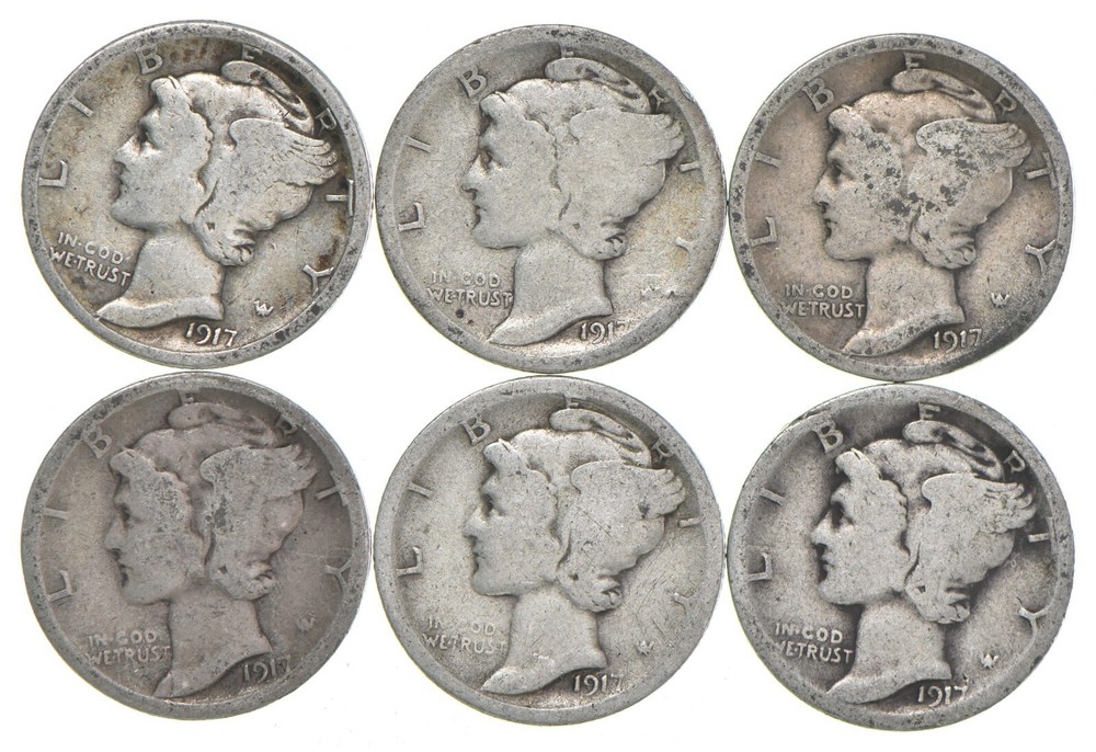 G+ 1917-S Mercury 90% Silver Dime