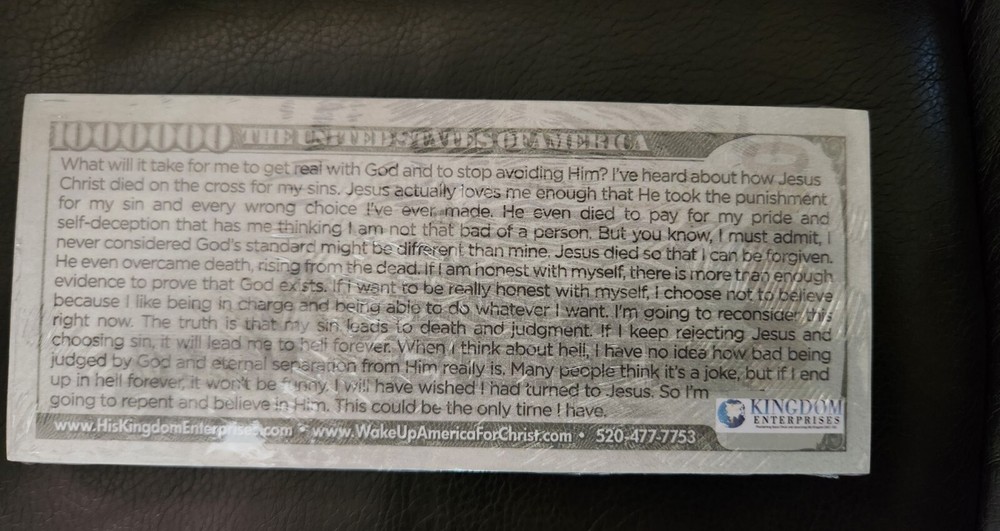Million Dollar Bill Gospel Tract 10 Pack