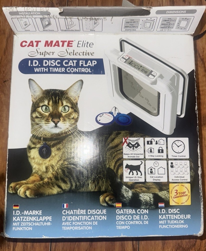 Cat Mate Elite Microchip/ID Disk Cat Flap W Timer Control