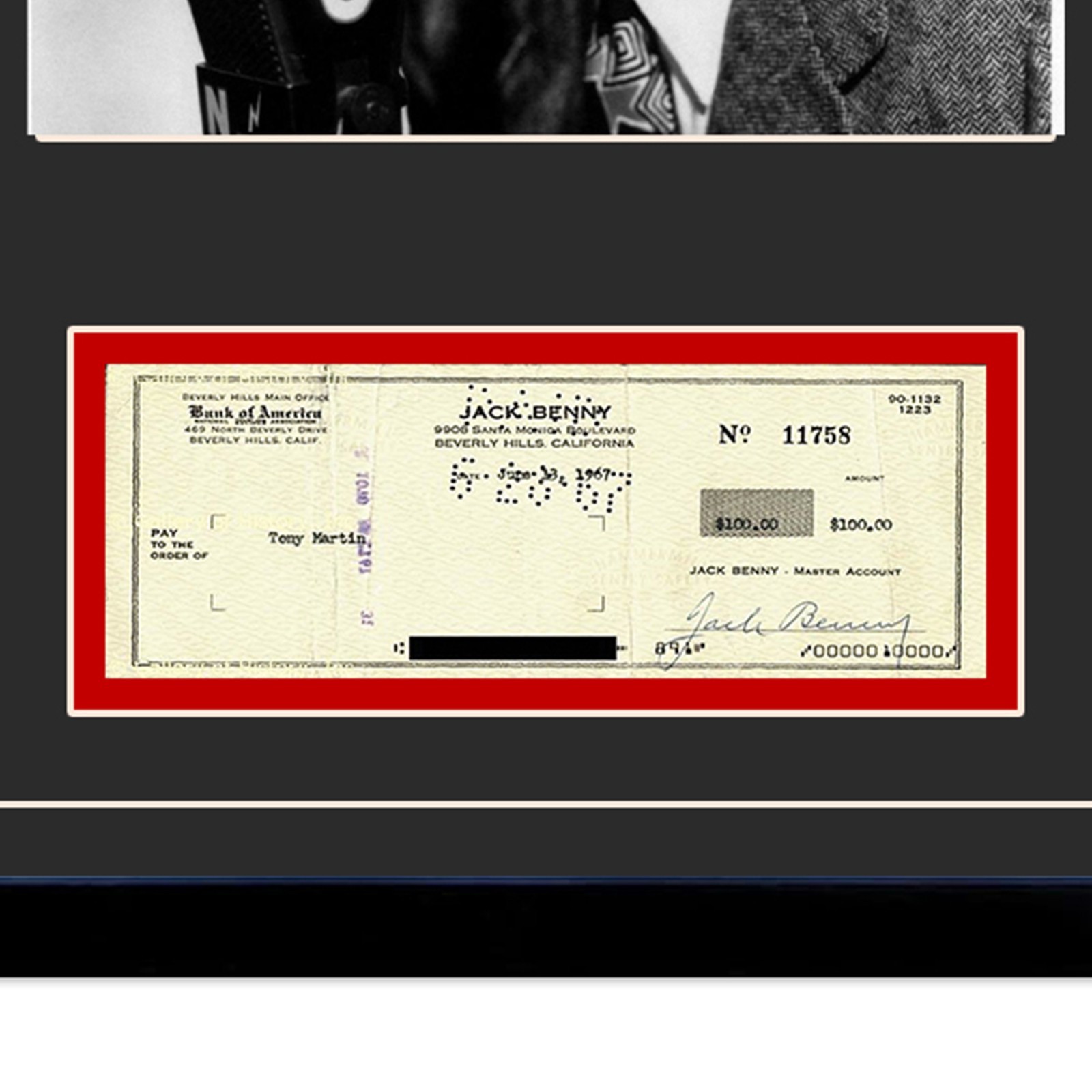 Jack Benny Signed Cancelled Check Framed Display