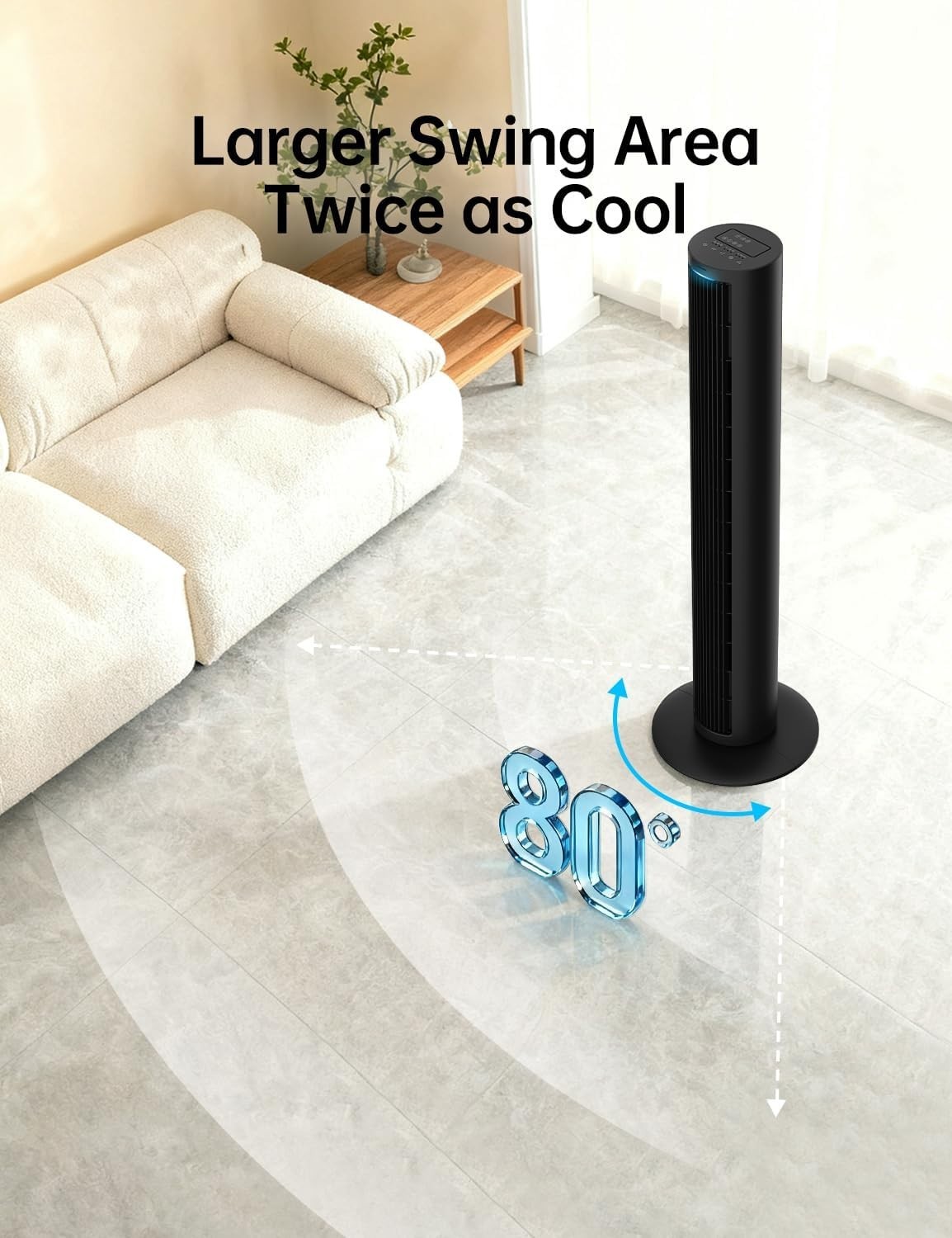 PHILODECO Tower Fan 40 Inch Bladeless Fan 80 ° Oscillating Fan Silent Remote New