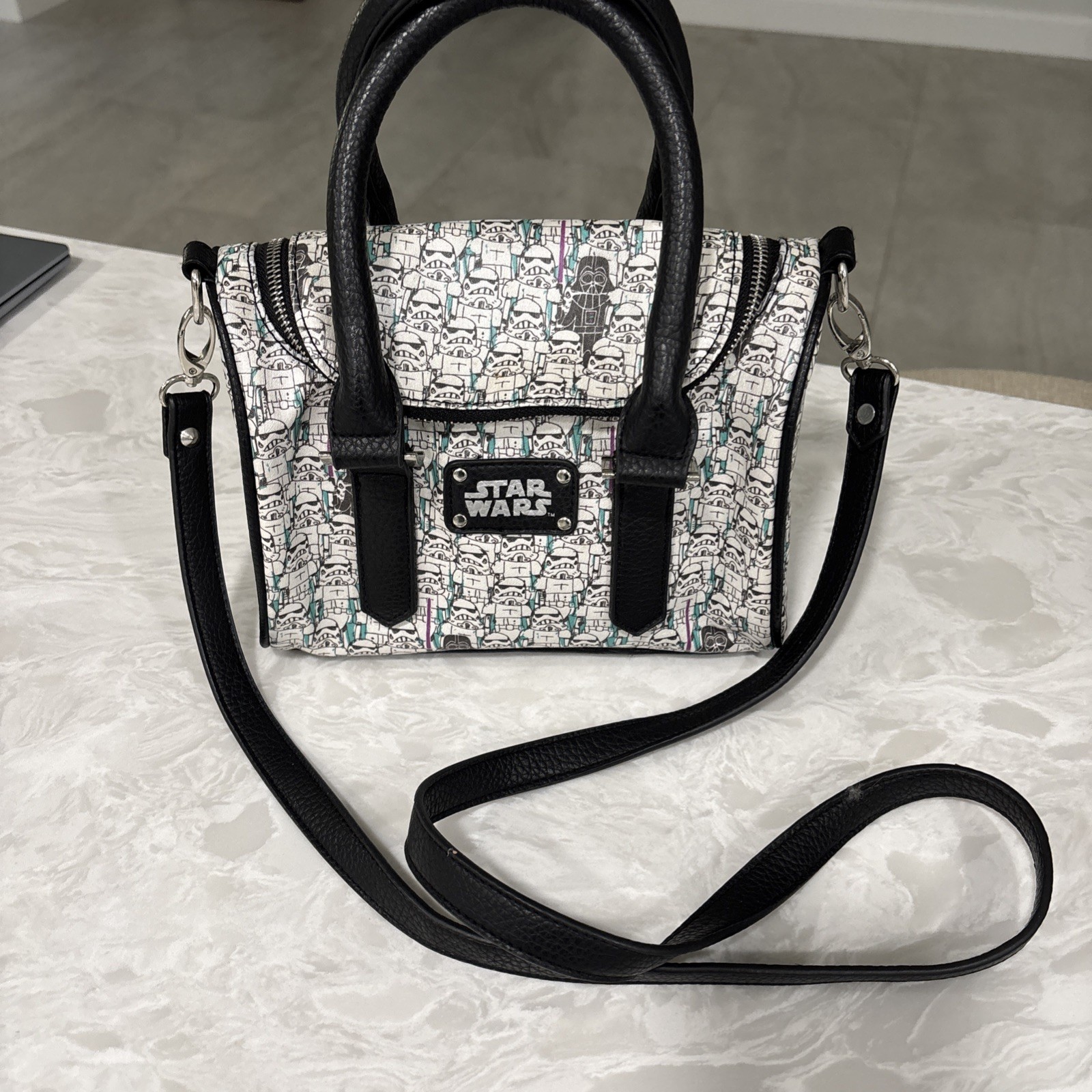 Star Wars Stormtroopers Darth Vader Print Handbag Bioworld Lucas Films Retired