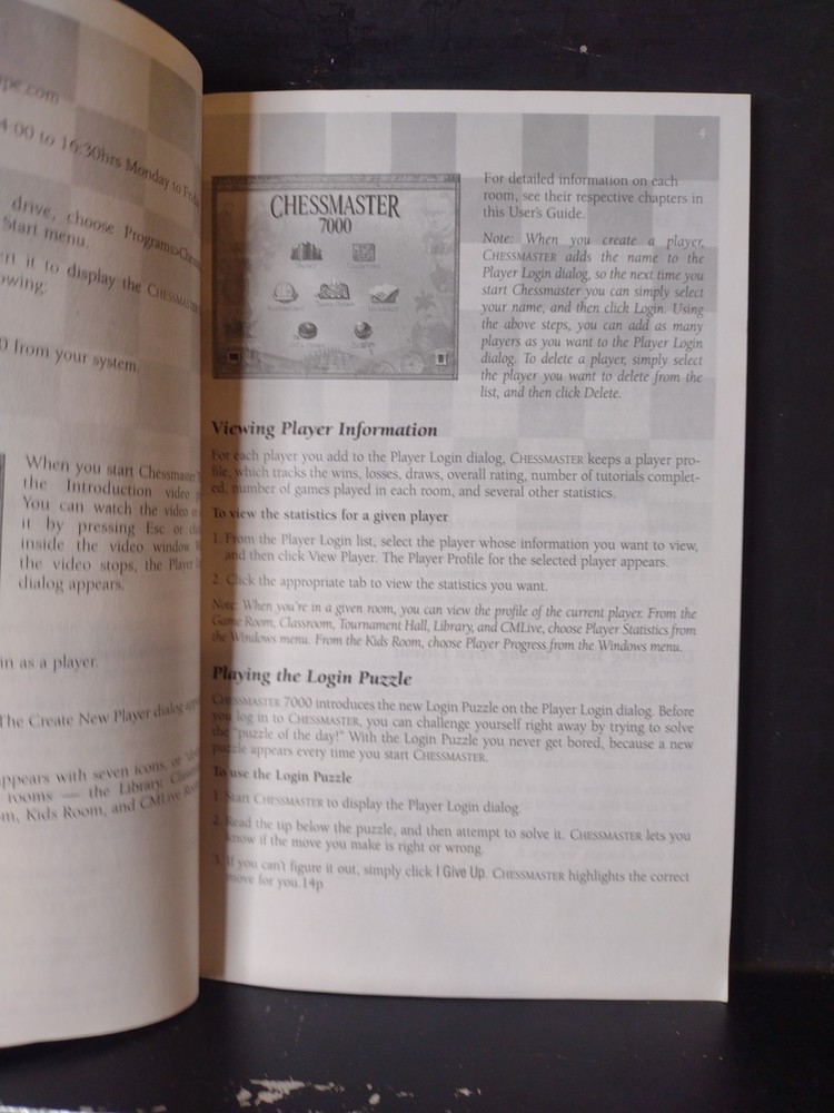 Chessmaster 7000  User Manual for Chess Program Very Good Condition
