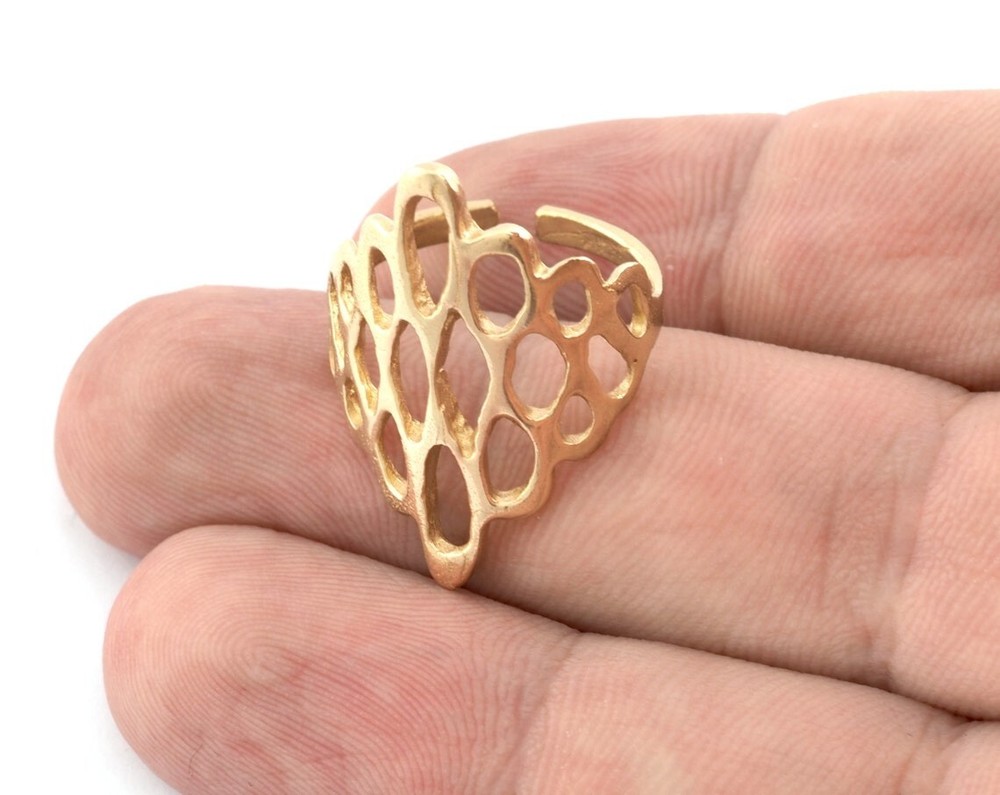 2 pcs Marquise Ring, Adjustable, Raw brass (18mm 8US inner size) 5149