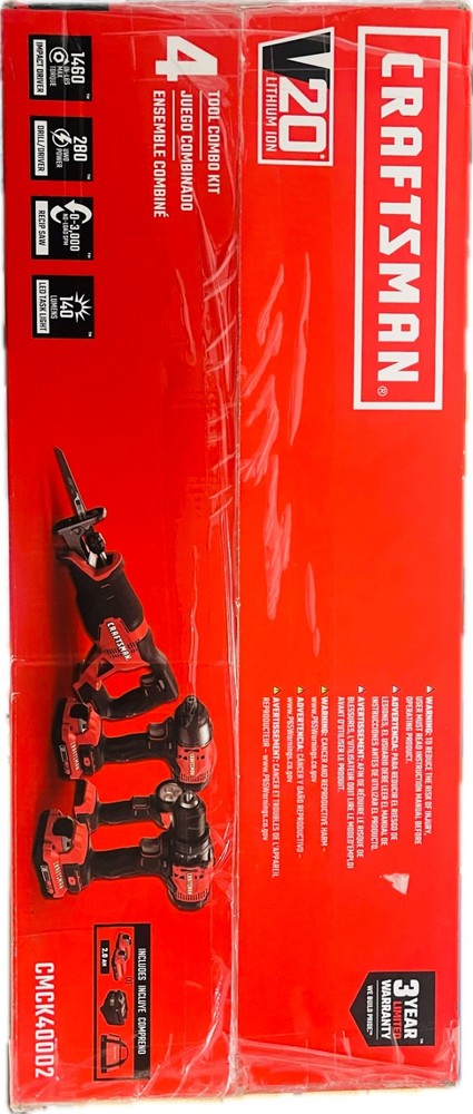 NEW!!!Craftsman V20 Max 4-Tool Power Tool Combo Kit with Soft Case