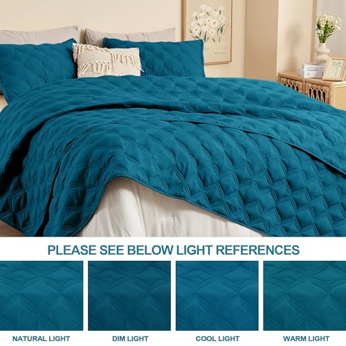 Quilt Set Teal - Oversized Lightweight Summer California King Teal Blue