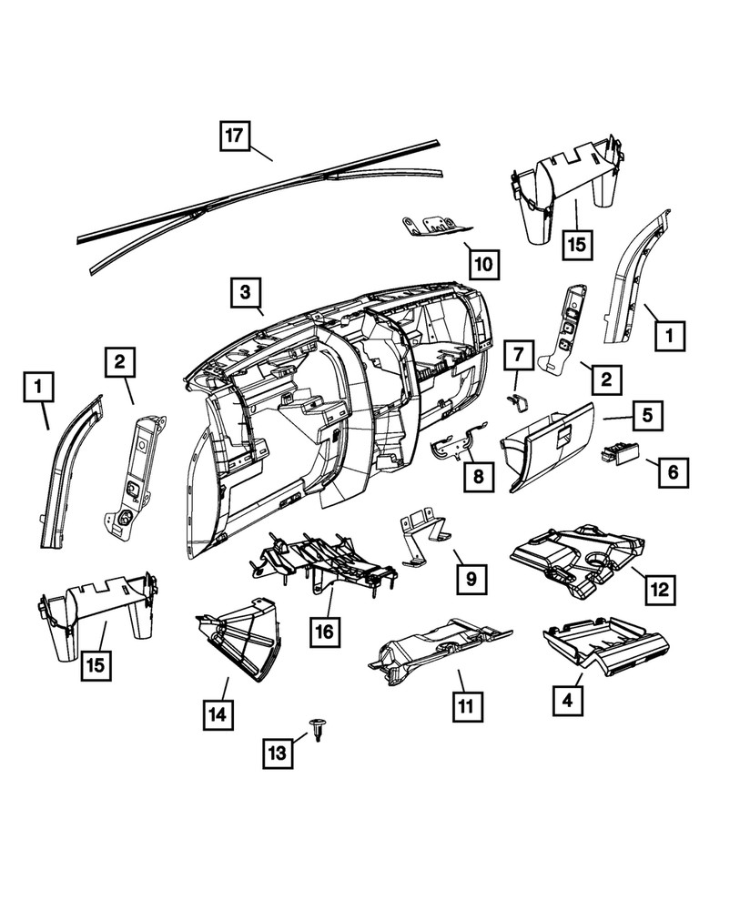 Genuine Mopar Instrument Panel Panel 1GQ74BDAAB