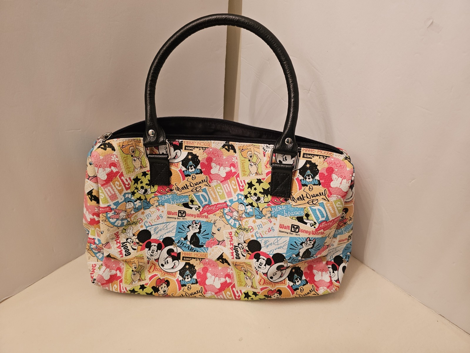 Disney Parks Mickey And Minnie Retro Print Satchel Bag/purse New From Disney