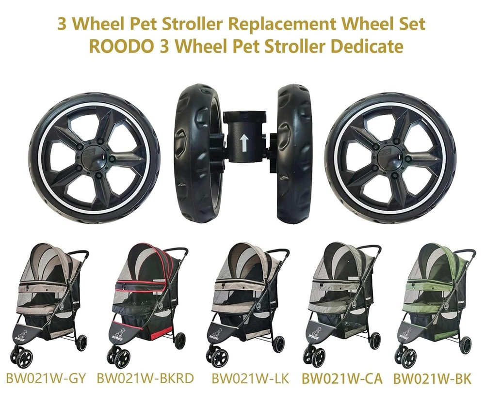 Durable High-Density Foam Wheels for 3 Wheel Pet Strollers - Easy Installation