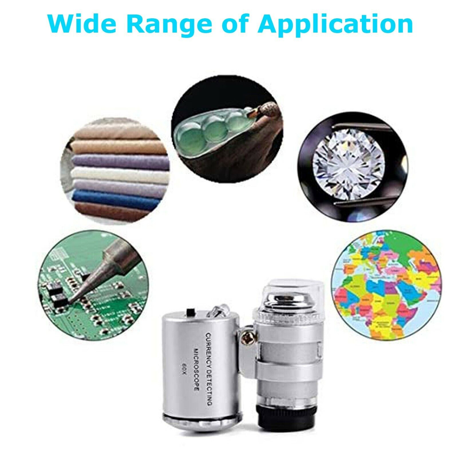 60X Magnifying Loupe Jewelry Jewelers Pocket Magnifier Loop Eye Coins Led Light