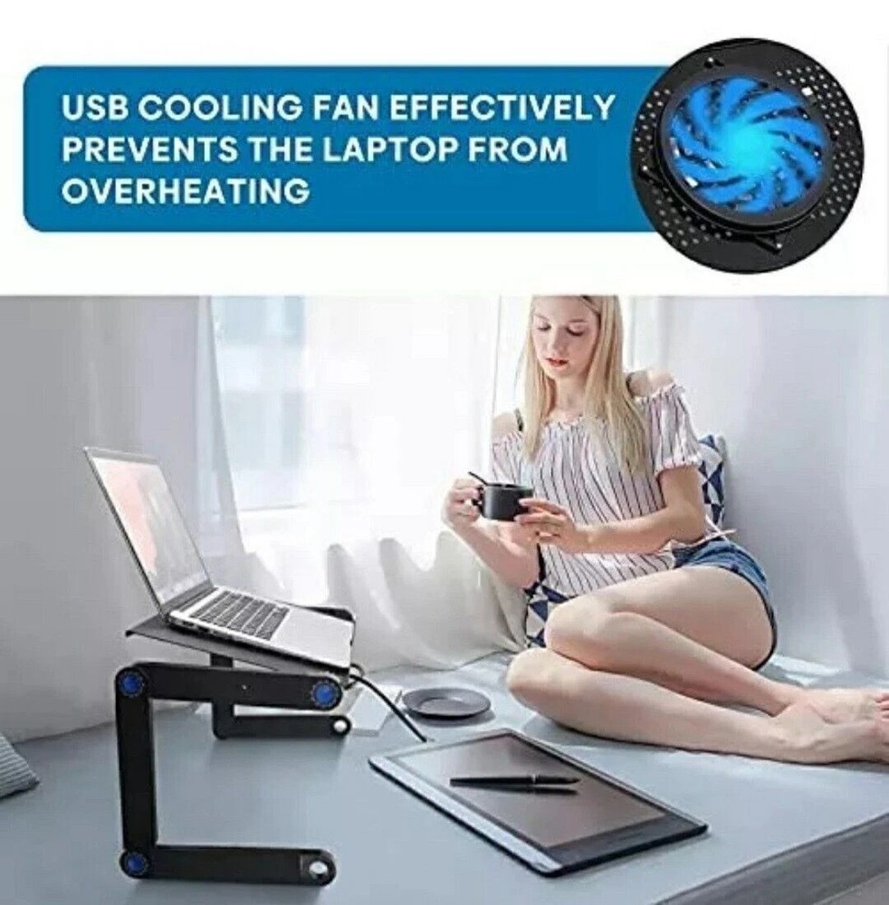 360° Adjustable Laptop Table Stand Lap Sofa Bed Tray Foldable PC Notebook Desk