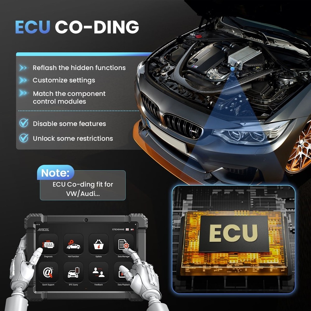 ANCEL X7 OBD2 Scanner Bluetooth Diagnostic Bidirectional ECU Coding DPF TPMS OIL
