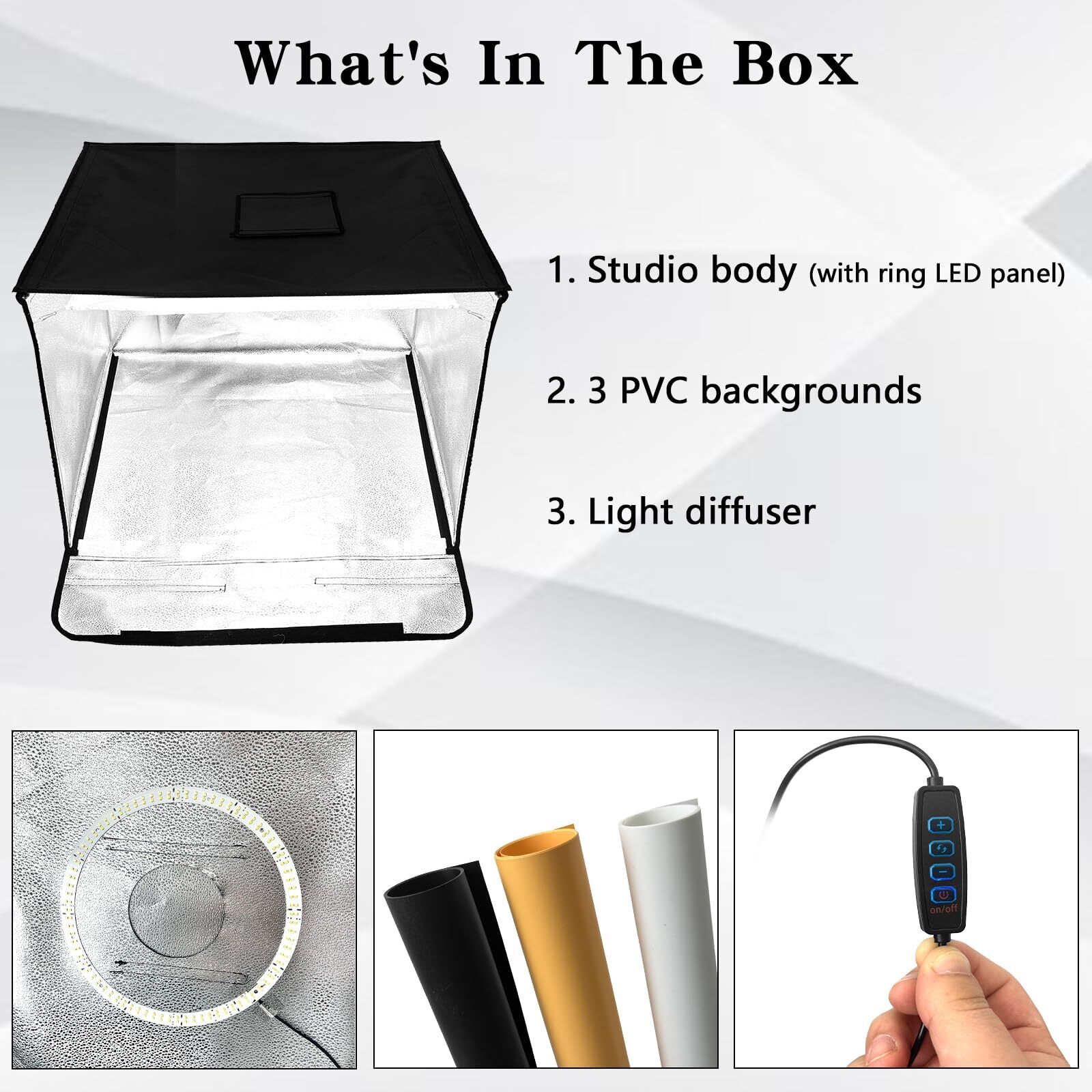 24" Large LED Light Box Photo Tent Dimmable Photography Studio Shooting